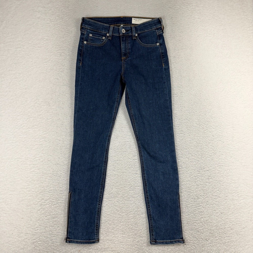 Rag & Bone Cate Zipper Ankle Mid Rise Skinny Jeans 26 (26x26) Med Wash EUC